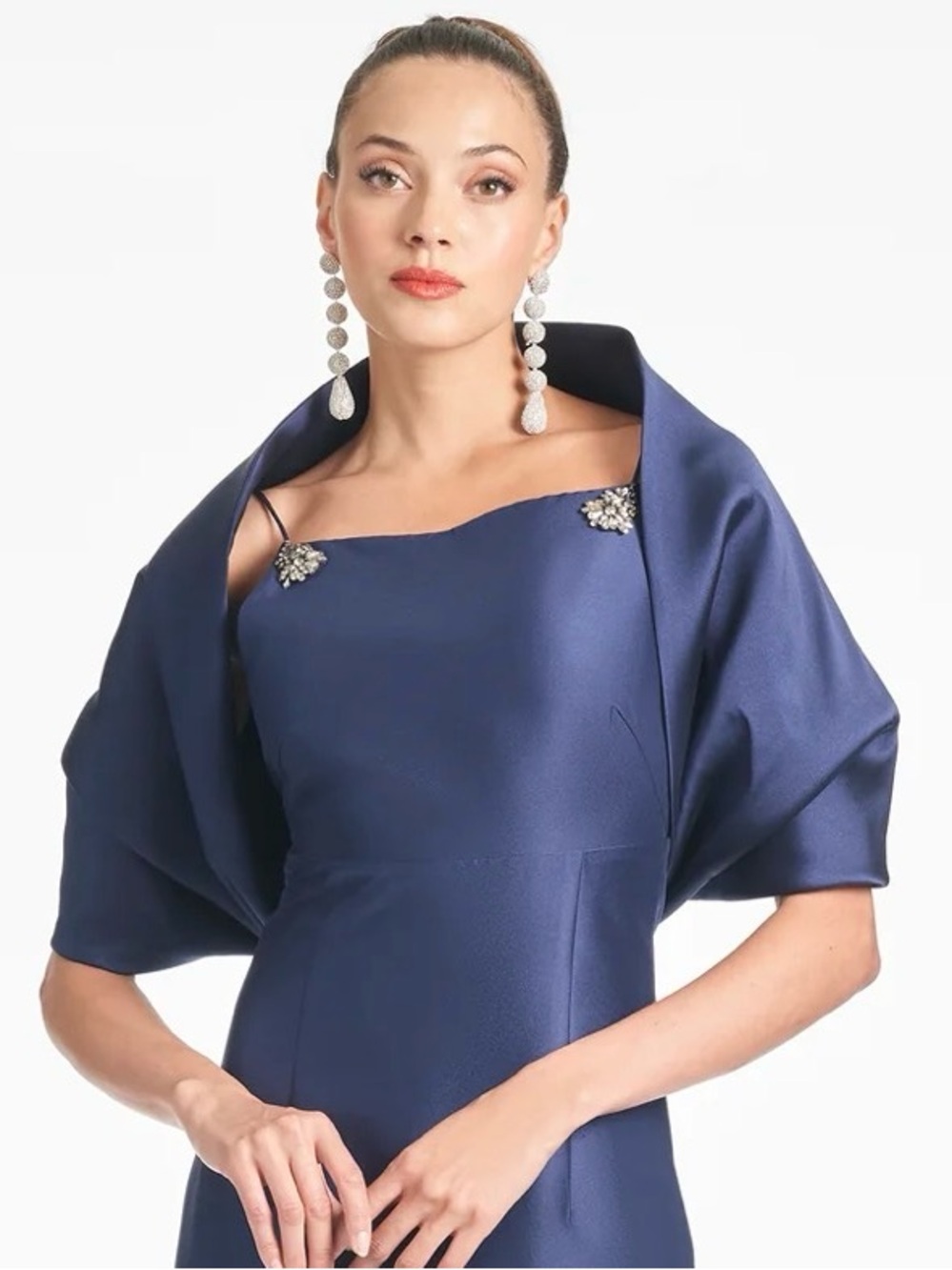 Sachin + Babi Deep Navy Satin Hug Shawl